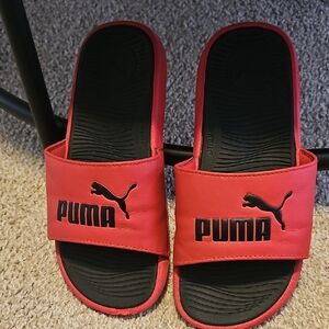 PUMA Kids Black and Red Slide Sandals